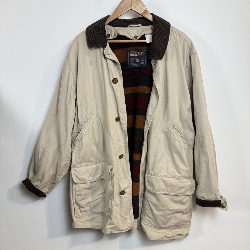 Vintage Woolrich Barn Coat Chore Jacket Mens Large Blanket Lined Canvas Made USA